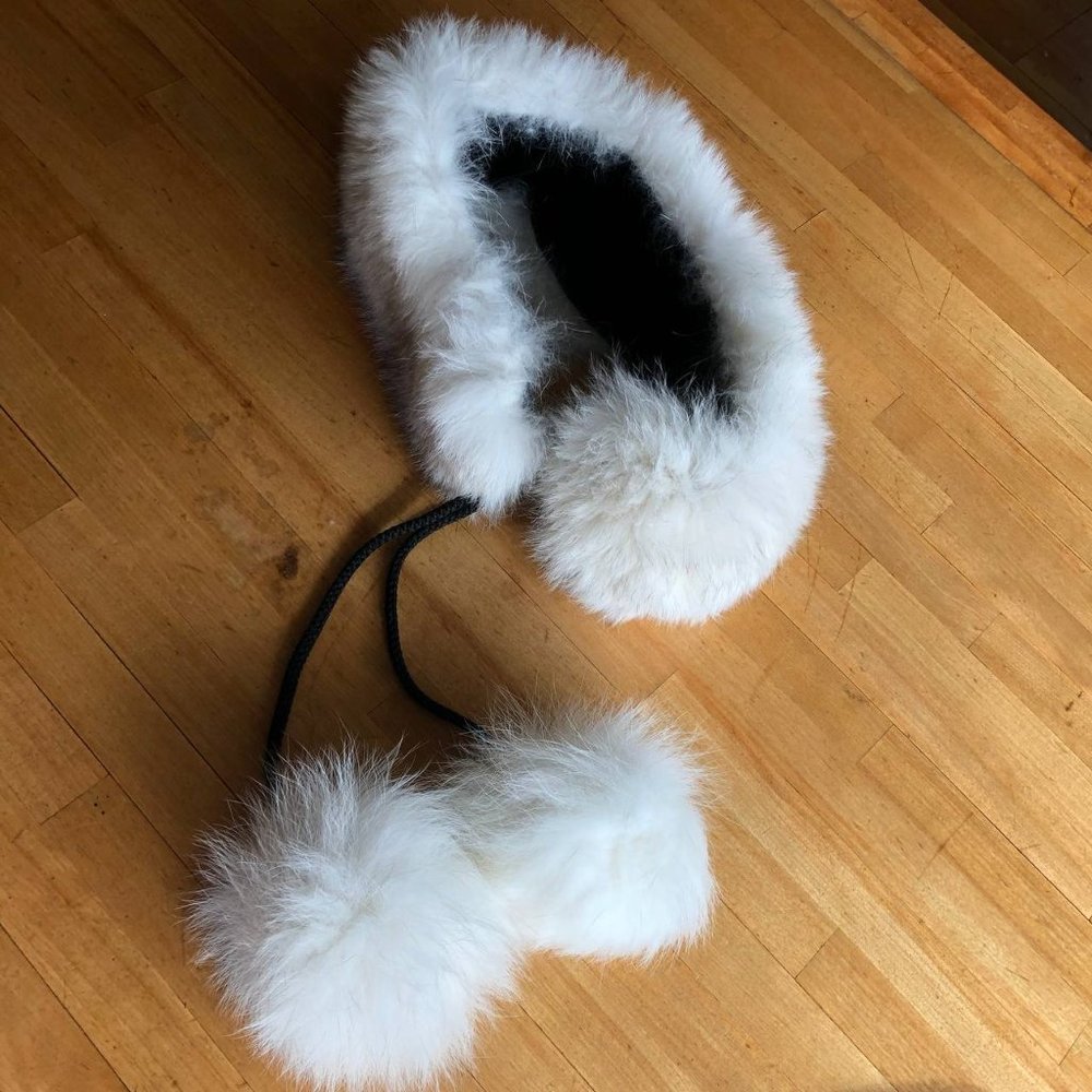 Handmade  White Polar Fox Scharf soft White Winter Accessories